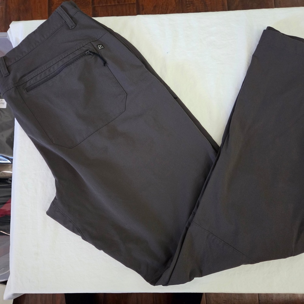 01.ALGO Mens Performance Gray Pants Lightweight Travel Active Zip Pocket 38x31